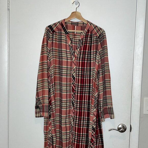 Free People Loralei Plaid Shirtdress Size Small Oversized Womens - Picture 5 of 12